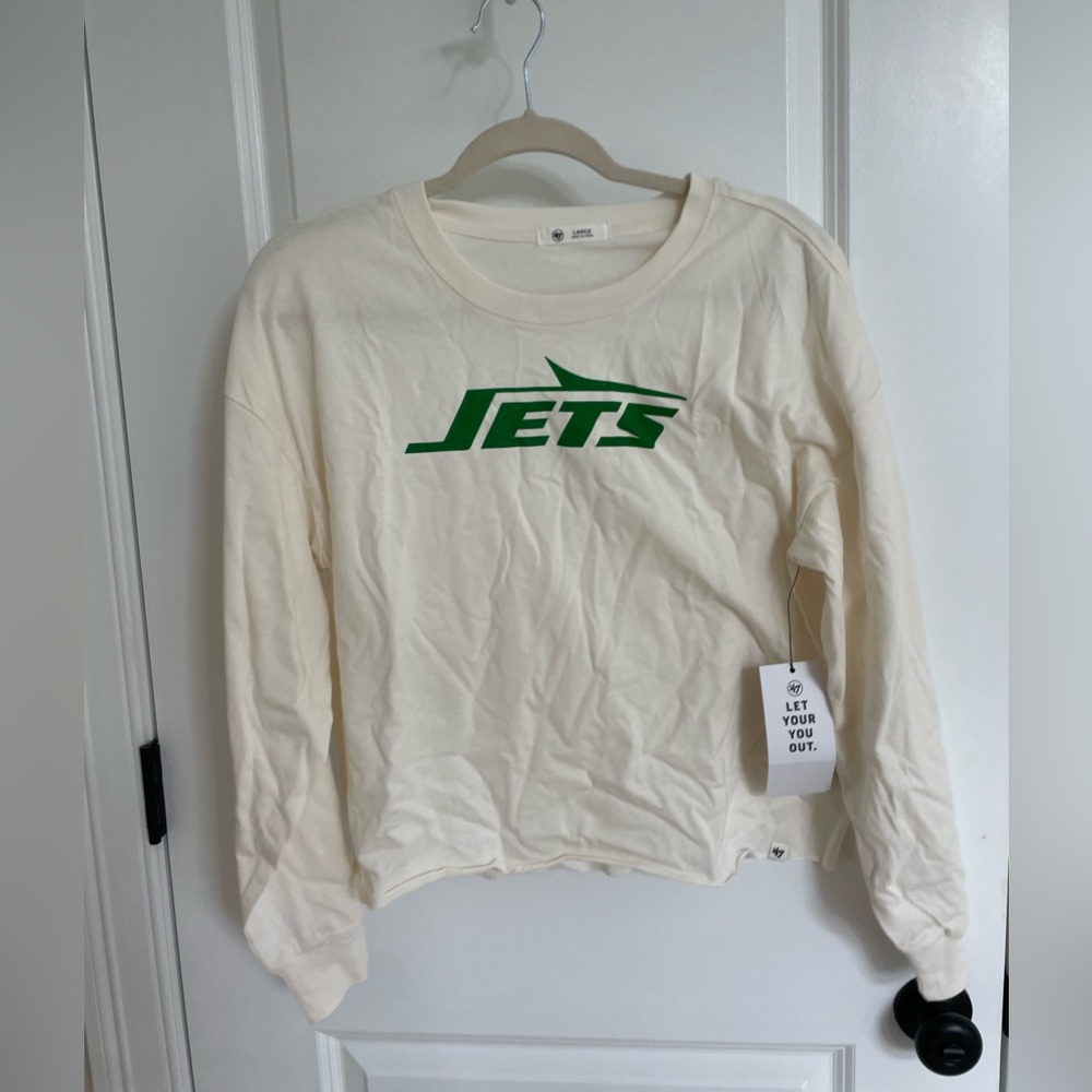 ‘47 Brand Women’s New York Jets Long Sleeve Crop Tee - Large - NWT